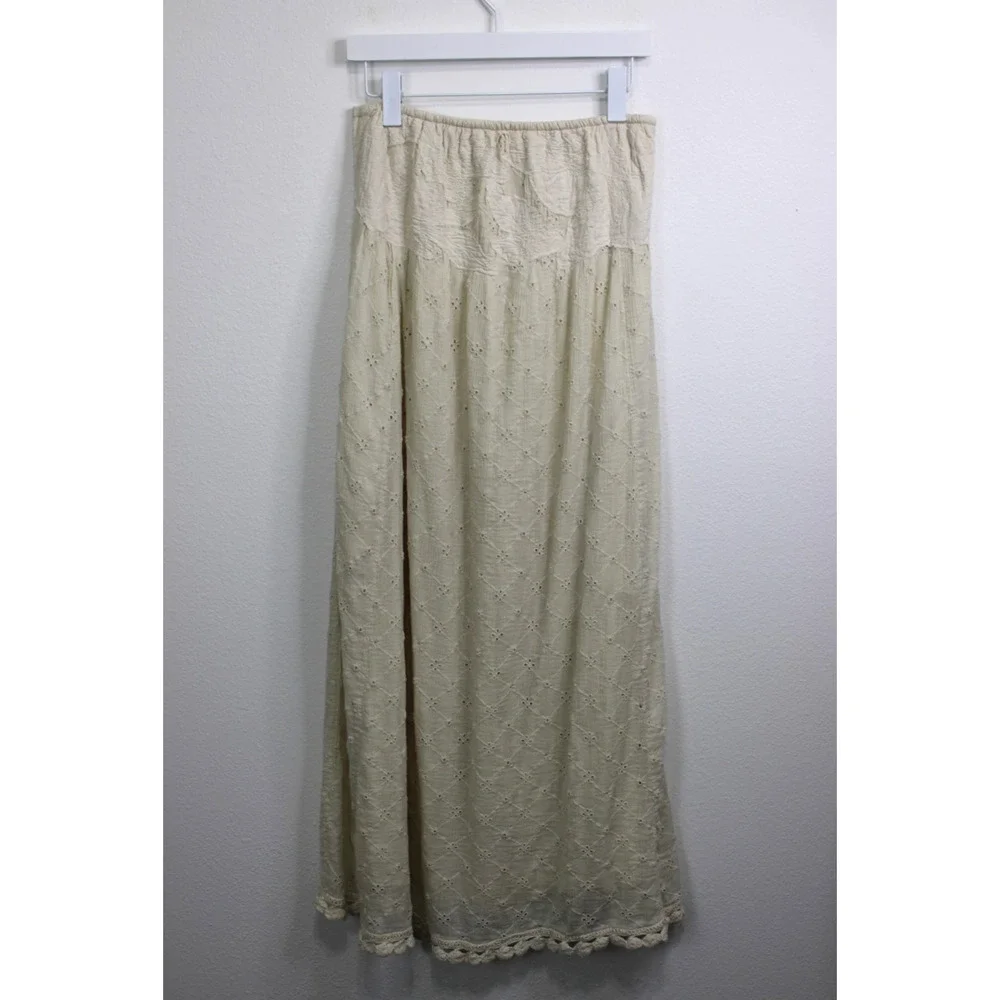 Free People Meant to Be Eyelet Strapless Midi Dress Boho Cottagecore Size S